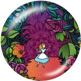 Painted metal 20mm snap buttons  Alice in Wonderland Print