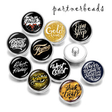 Painted metal 20mm snap buttons   Faith  words  Print