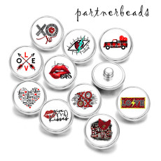 Painted metal 20mm snap buttons   Love  Bites  Print