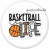 Painted metal 20mm snap buttons   Basketball  MOM  Print