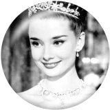 Painted metal 20mm snap buttons  Audrey Hepburn