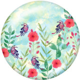 Painted metal 20mm snap buttons   Flower  Print