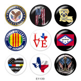 Painted metal 20mm snap buttons   Flag  Print