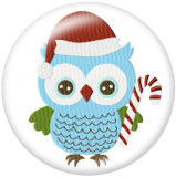 Painted metal 20mm snap buttons  Christmas Owl Print