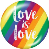 Painted metal 20mm snap button jewelry   Free love  Print  rainbow LGBT