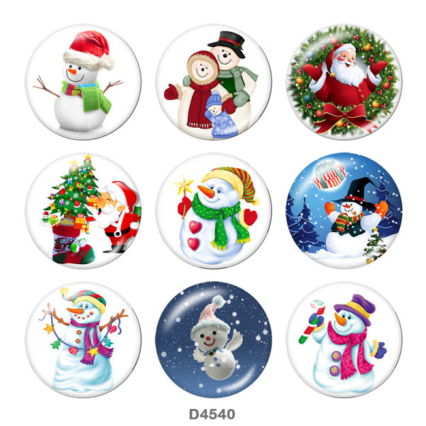 Painted metal 20mm snap buttons   Christmas  Print