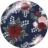 Painted metal 20mm snap buttons   Flower  Print