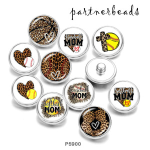 Painted metal 20mm snap buttons   MOM softball Print