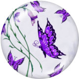 Painted metal 20mm snap buttons  Flower  Butterfly  Print