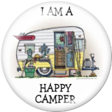 Painted metal 20mm snap buttons  happy camper Print