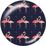 Painted metal 20mm snap buttons  Flamingo Print