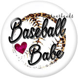 Painted metal 20mm snap buttons   Baseball MOM  Print