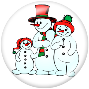 Painted metal 20mm snap buttons  Christmas Snowman  Print