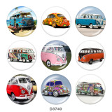 Painted metal 20mm snap buttons  School Bus car Print