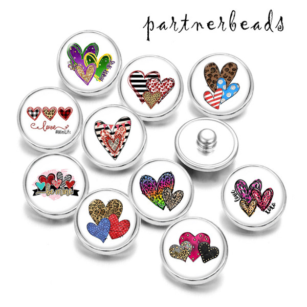 Painted metal 20mm snap buttons   love  Print