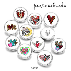 Painted metal 20mm snap buttons   Love  Print