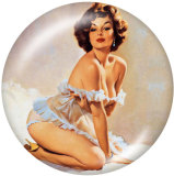 Painted metal 20mm snap buttons  lady Print