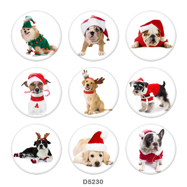 Painted metal 20mm snap buttons   Christmas  Print