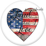 Painted metal 20mm snap buttons Independence Day   USA 4th Of July  Love   Print