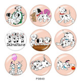 Painted metal 20mm snap buttons  Spotted dog Print