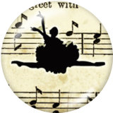 Painted metal 20mm snap buttons  Ballet  Print