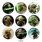 Painted metal 20mm snap buttons  Master Yoda Print