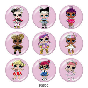 Painted metal 20mm snap buttons  doll Print