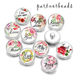 Painted metal 20mm snap buttons   Love  Hope   Print