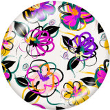Painted metal 20mm snap buttons   Flower  Print