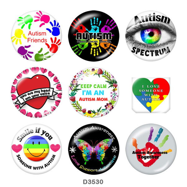 Painted metal 20mm snap buttons  autism care Print