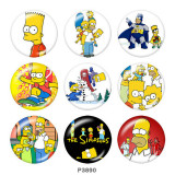 Painted metal 20mm snap buttons  The Simpsons Print