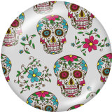 Painted metal 20mm snap buttons   Skull  Print