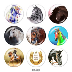 Painted metal 20mm snap buttons  horse   Print