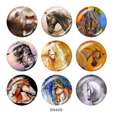 Painted metal 20mm snap buttons  horse   Print