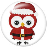 Painted metal 20mm snap buttons  Christmas Owl Print