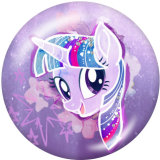 Painted metal 20mm snap buttons  Rainbow pony Print