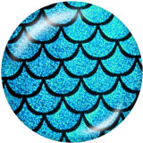 Painted metal 20mm snap buttons  Fish scales    Print