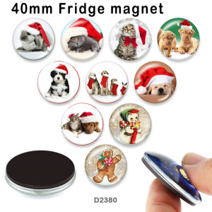 10pcs/lot  Christmas  Cat  glass  picture printing products of various sizes  Fridge magnet cabochon