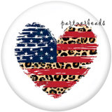 Painted metal 20mm snap buttons Independence Day   USA 4th Of July  Love   Print