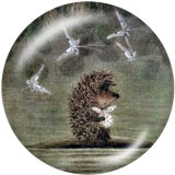 Painted metal 20mm snap buttons  hedgehog Print