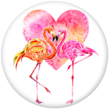 Painted metal 20mm snap buttons  Flamingo LOVE Print