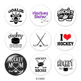 Painted metal 20mm snap buttons   Hockey  Print