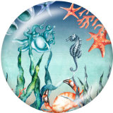 Painted metal 20mm snap buttons   Ocean World  Print Beach Ocean