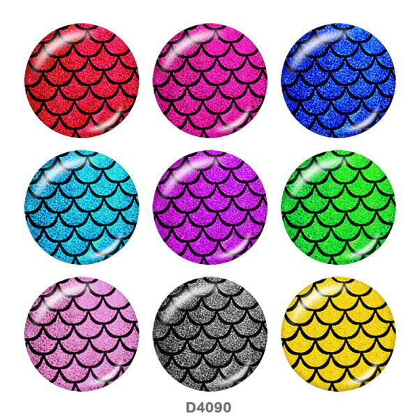 Painted metal 20mm snap buttons  Fish scales    Print