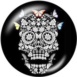 Painted metal 20mm snap buttons  skull Print