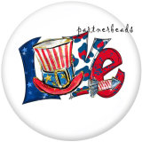 Painted metal 20mm snap buttons Independence Day  USA 4th Of July  Peace Love Docs  Print