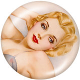 Painted metal 20mm snap buttons  lady Print