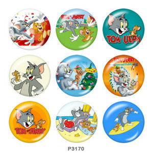 Painted metal 20mm snap buttons  Tom and Jerry Print