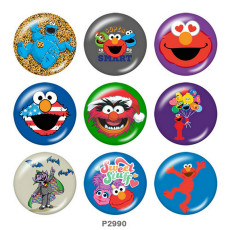 Painted metal 20mm snap buttons  Sesame Street Print