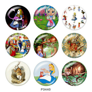 Painted metal 20mm snap buttons  fairy tale Print